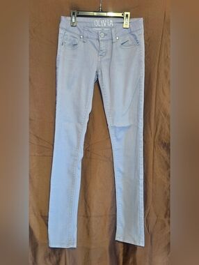 DELiA*s Olivia Skinny Jeans Size 1 Light Gray Stretch Low Rise Y2K